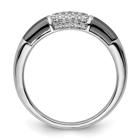 Sterling Silver w/ Black Rhodium Polished CZ Cluster Ring