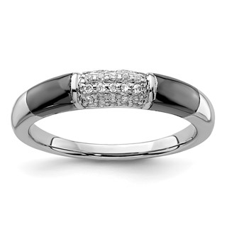 Sterling Silver w/ Black Rhodium Polished CZ Cluster Ring