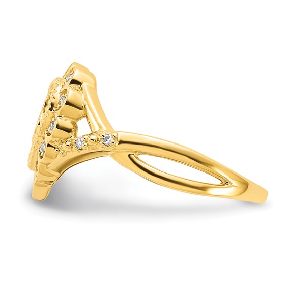10k Yellow Gold Polished Diamond 15 Quinceanera Heart Ring