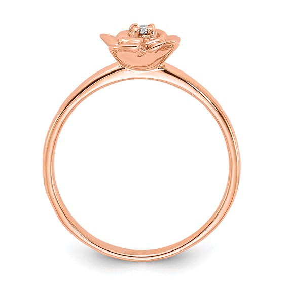 10k Rose Gold Polished Diamond Rose Ring