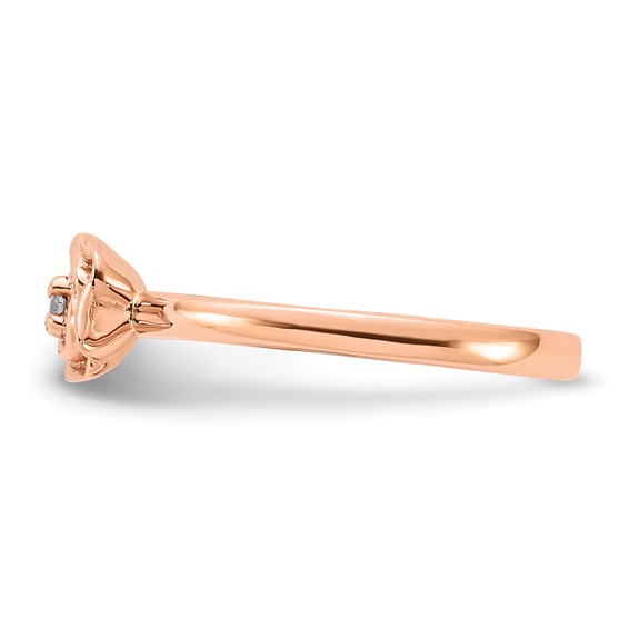10k Rose Gold Polished Diamond Rose Ring