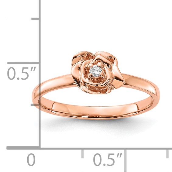 10k Rose Gold Polished Diamond Rose Ring