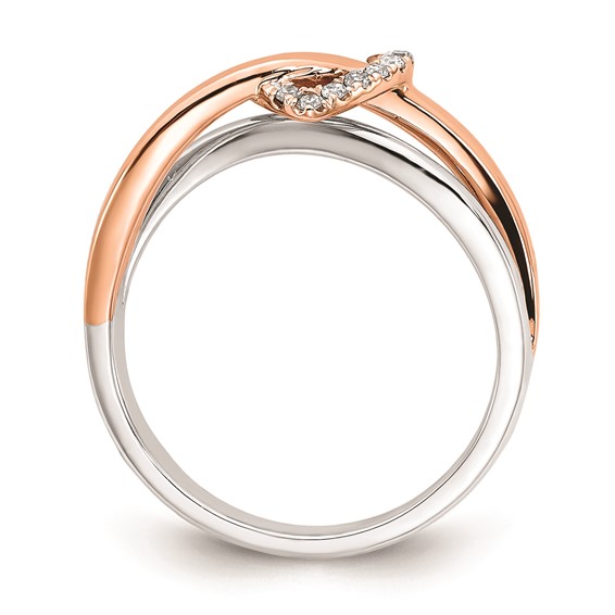 Sterling Silver & 10K Rose Gold Diamond Ring