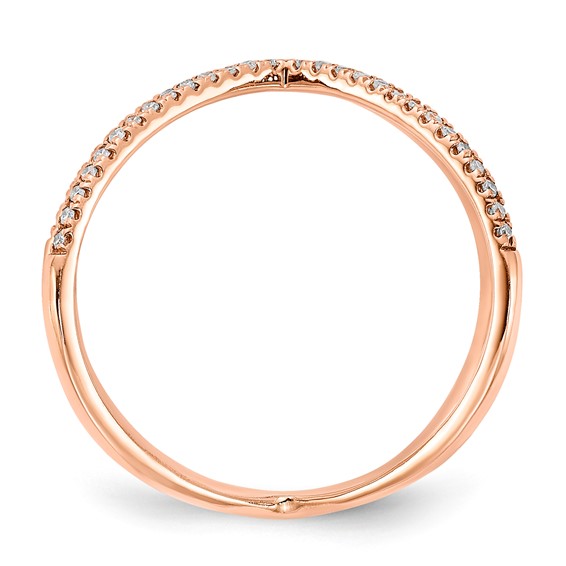 10k Rose Gold Polished Diamond X Ring