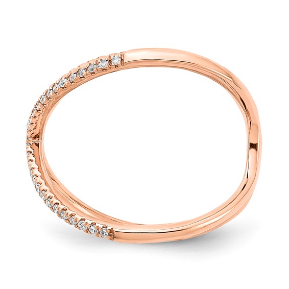 10k Rose Gold Polished Diamond X Ring