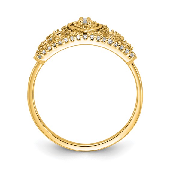 Polished Diamond Heart Crown Rings