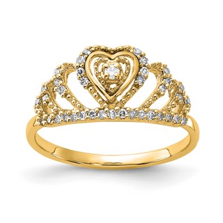 Polished Diamond Heart Crown Rings
