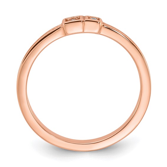 10k Rose Gold Polished & Beaded Diamond Ring