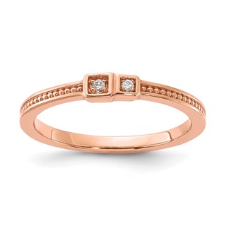 10k Rose Gold Polished & Beaded Diamond Ring