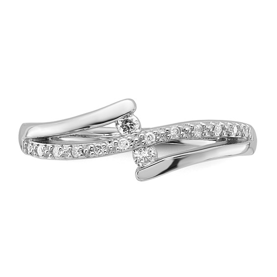 Sterling Silver Polished Fancy Diamond Ring