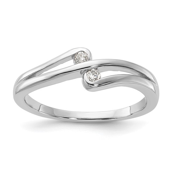 Sterling Silver Polished Fancy Two Stone Diamond Ring