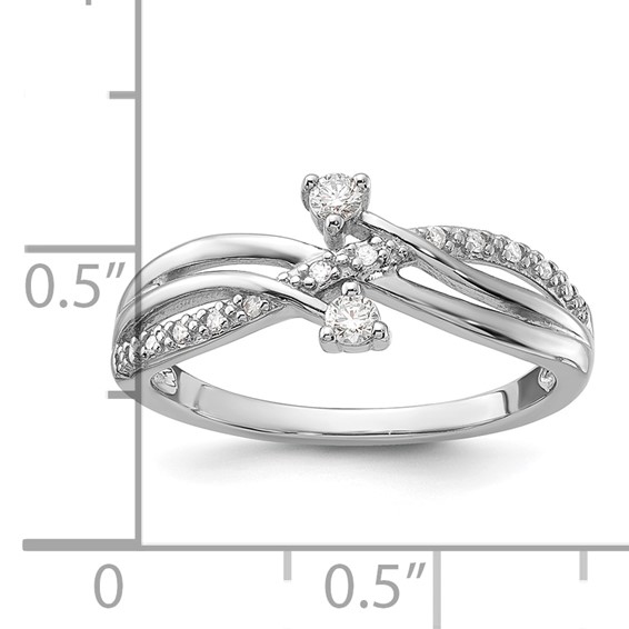 10K White Gold Polished Fancy Twisted Diamond Ring