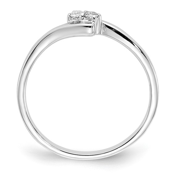 Sterling Silver Polished Two Stone Diamond Ring