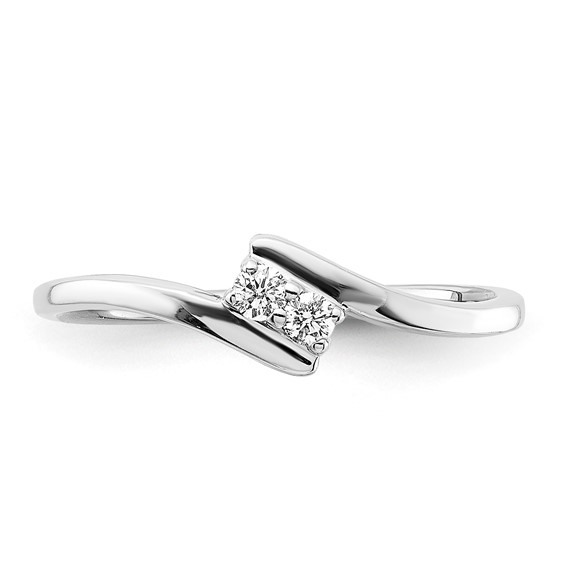 Sterling Silver Polished Two Stone Diamond Ring