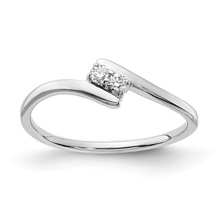 Sterling Silver Polished Two Stone Diamond Ring