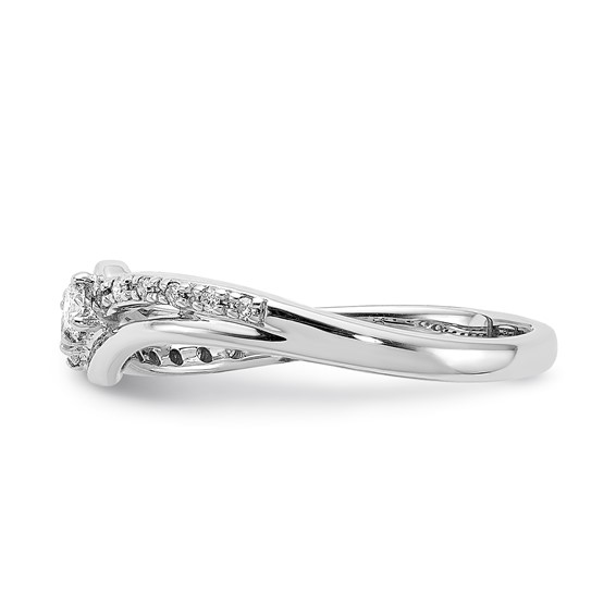 Sterling Silver Polished Fancy Curved Diamond Ring
