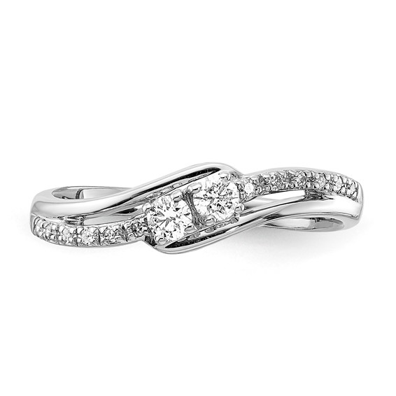Sterling Silver Polished Fancy Curved Diamond Ring