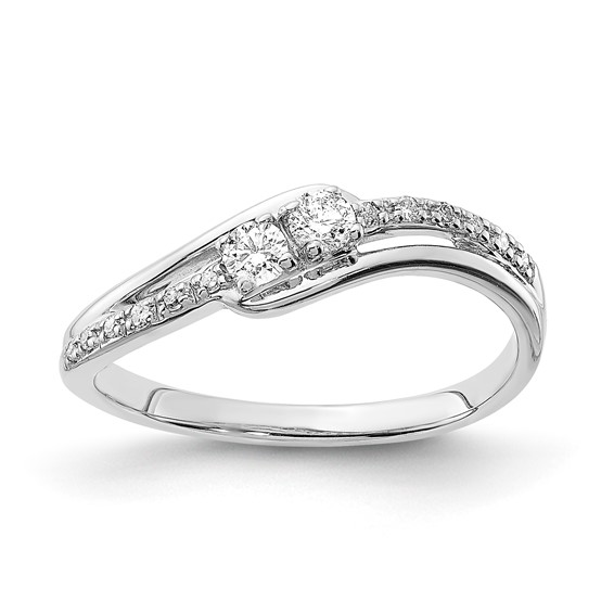 Sterling Silver Polished Fancy Curved Diamond Ring