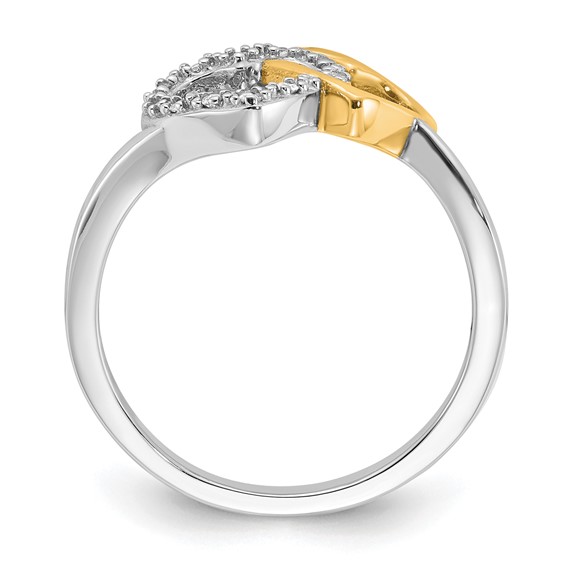 Sterling Silver and Gold-plate Diamond Heart Ring