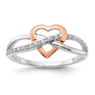 10K Two Tone Diamond Infinity with Heart Ring