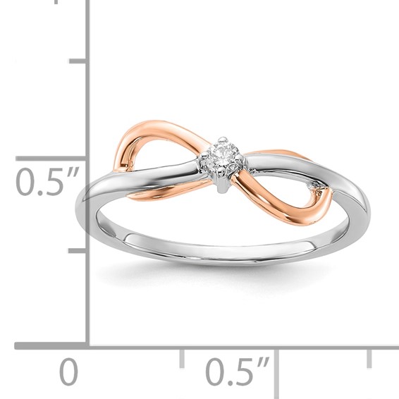 Sterling Silver w/ 10k Rose Accent Polished Diamond Infinity Ring