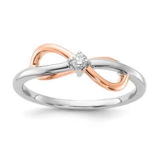 Sterling Silver w/ 10k Rose Accent Polished Diamond Infinity Ring