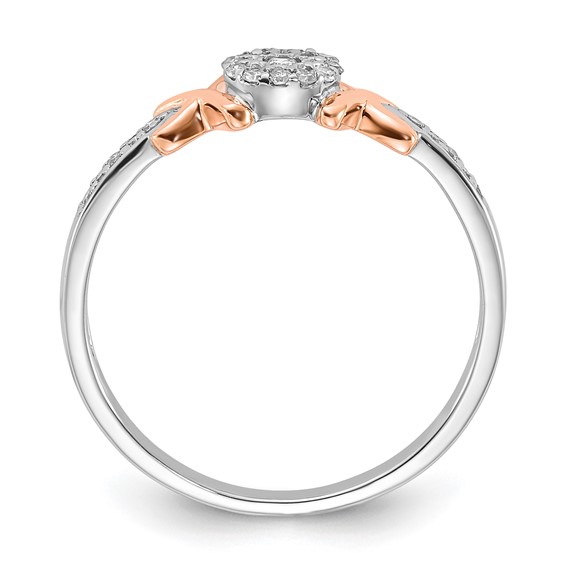 Sterling Silver w/ 10k Rose Accent Polished X Diamond Cluster Ring