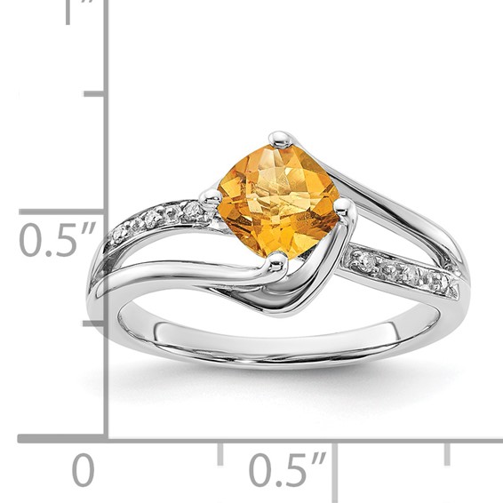 10K White Gold Citrine and Diamond Ring