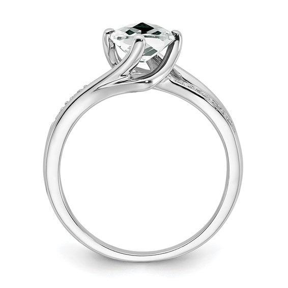 Sterling Silver White Topaz & Diamond Ring