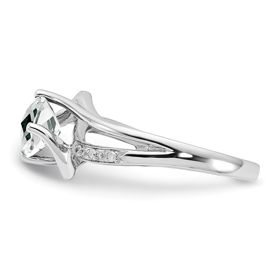 Sterling Silver White Topaz & Diamond Ring