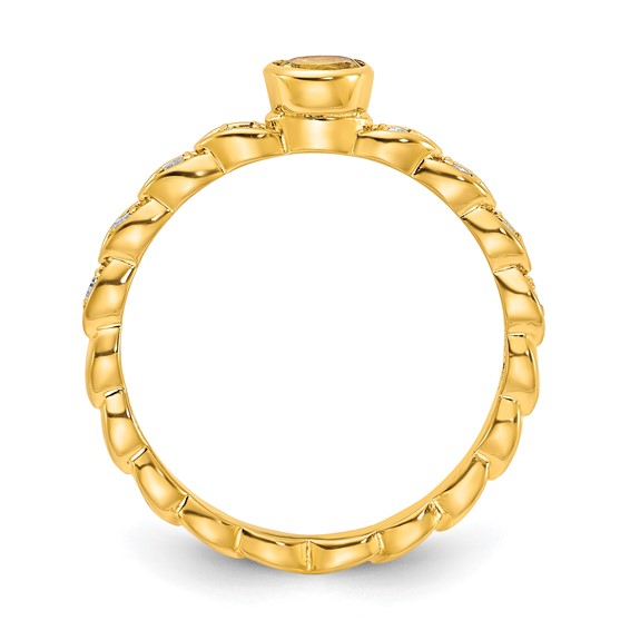 Sterling Silver Gold-tone Citrine and Diamond Ring