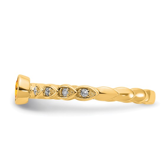 Sterling Silver Gold-tone Citrine and Diamond Ring