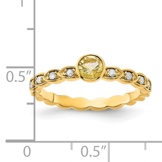 Sterling Silver Gold-tone Citrine and Diamond Ring