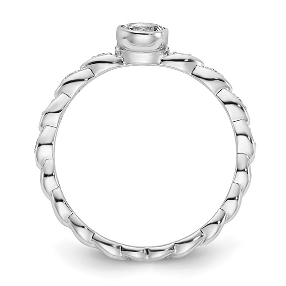 Sterling Silver White Topaz and Diamond Ring