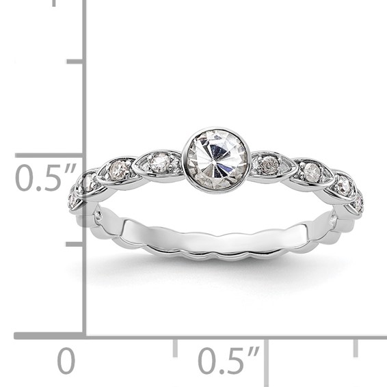 Sterling Silver White Topaz and Diamond Ring