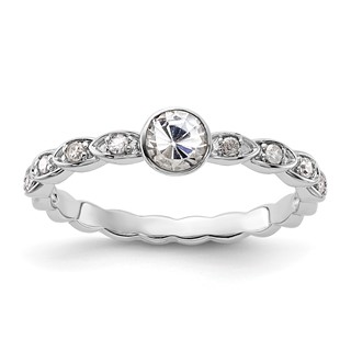 Sterling Silver White Topaz and Diamond Ring