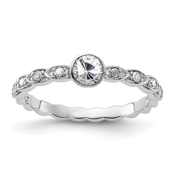 Sterling Silver White Topaz and Diamond Ring