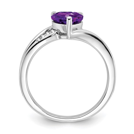Sterling Silver Amethyst and Diamond Ring