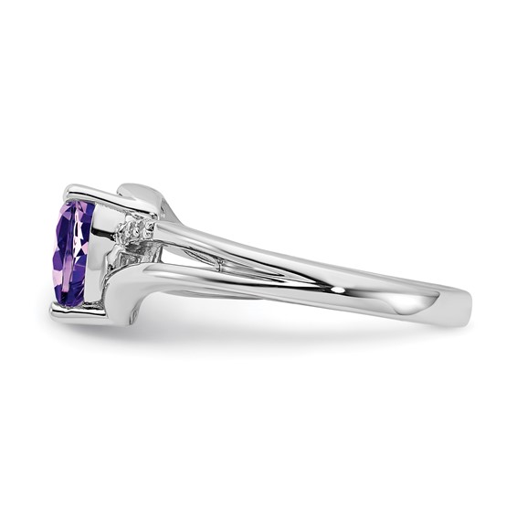 Sterling Silver Amethyst and Diamond Ring