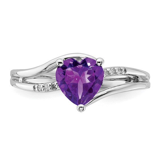 Sterling Silver Amethyst and Diamond Ring