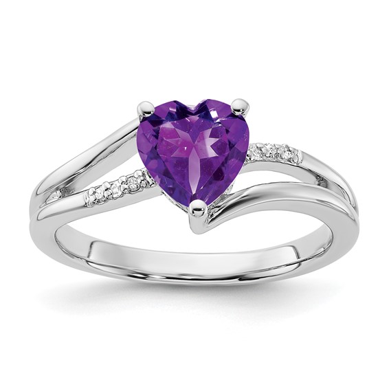 Sterling Silver Amethyst and Diamond Ring