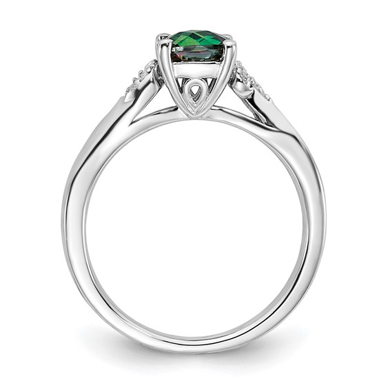 Sterling Silver Antique Checkboard Mystic Fire and Diamond Ring