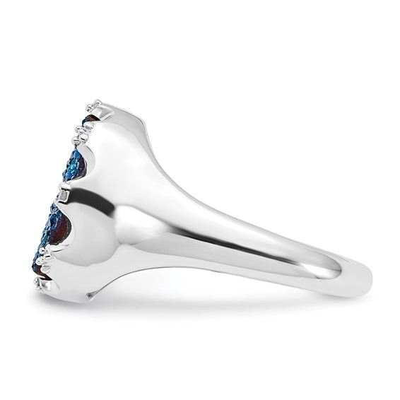 Sterling Silver Blue Druzy Quartz and Diamond Ring