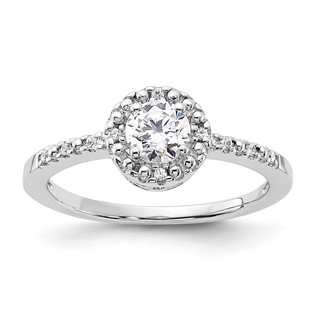 Sterling Silver Rhodium-plated Diamonore Circle Halo Ring