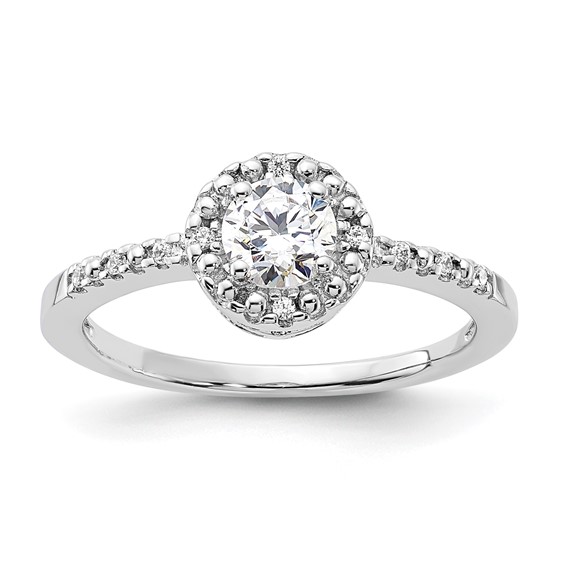 Sterling Silver Rhodium-plated Diamonore Circle Halo Ring