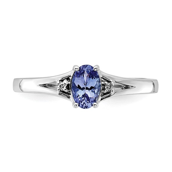 Sterling Silver Tanzanite and Diamond Ring