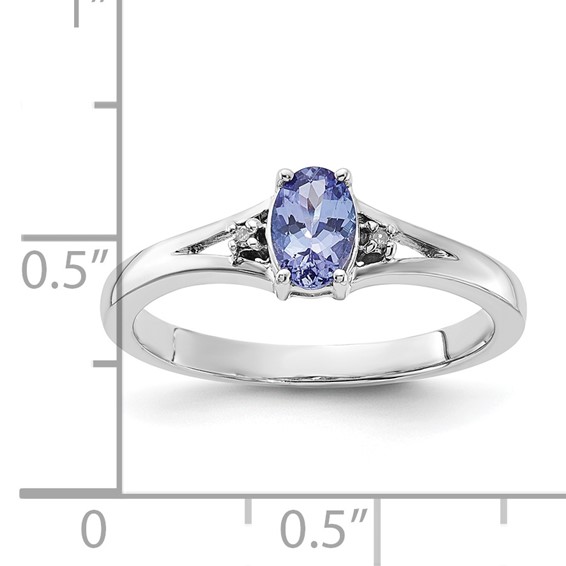 Sterling Silver Tanzanite and Diamond Ring