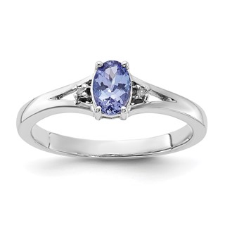 Sterling Silver Tanzanite and Diamond Ring