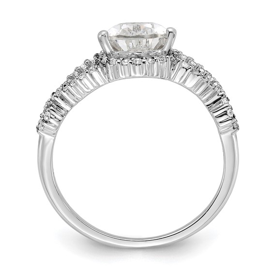 Sterling Silver Rhodium-plated Diamonore Pear Ring