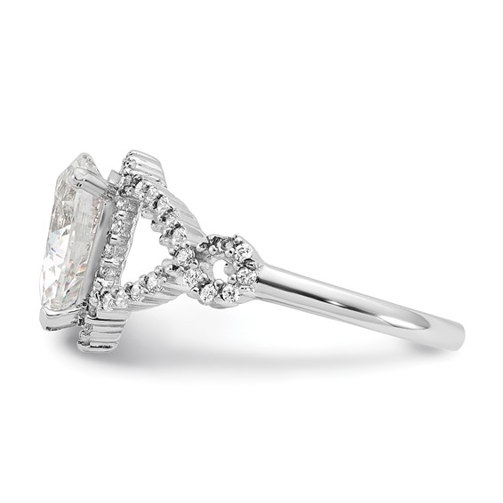 Sterling Silver Rhodium-plated Diamonore Pear Ring